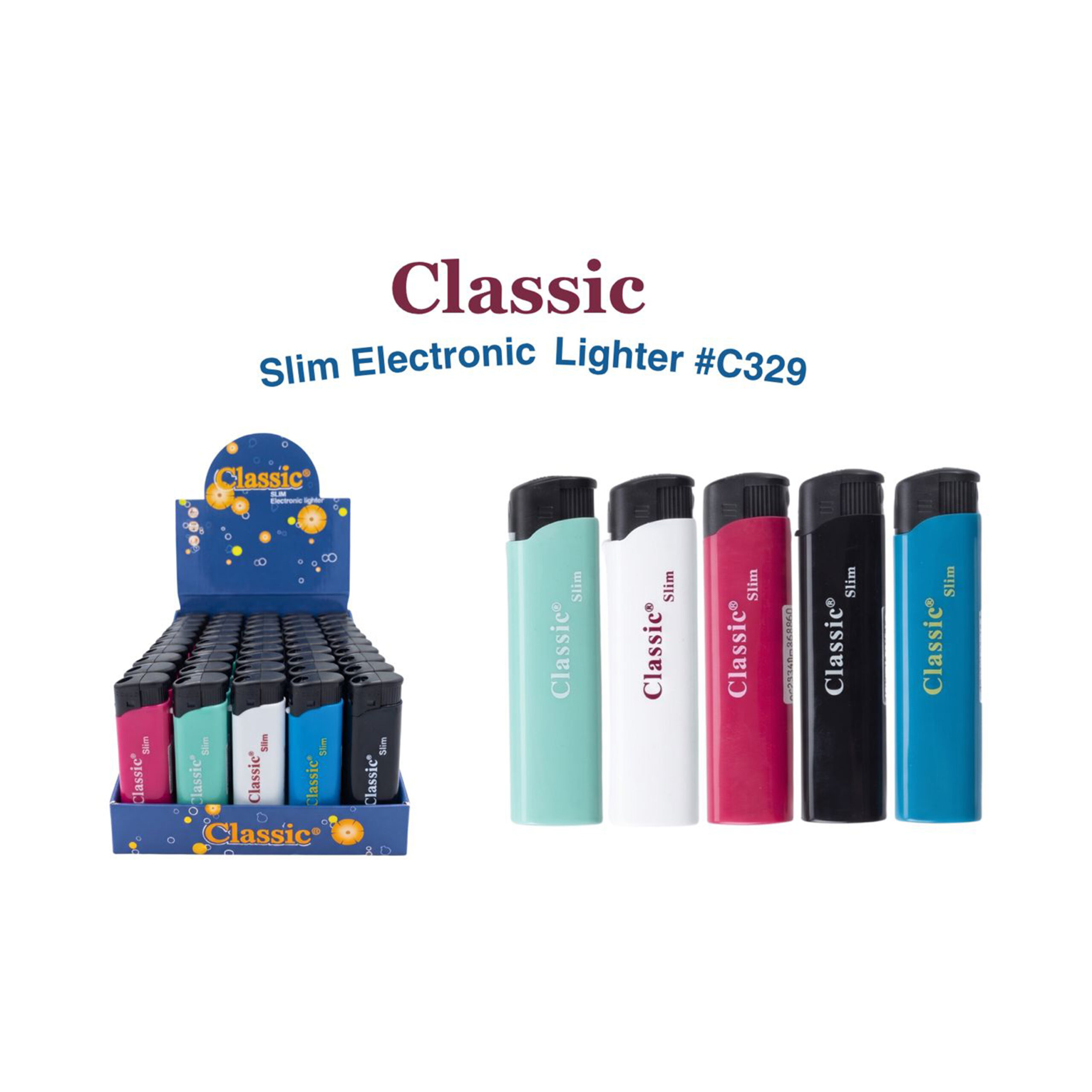 Classic Slim Electronic Lighter C328 (Box of 50)